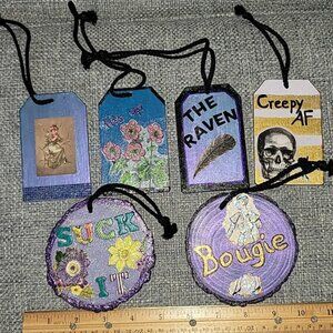 6 Snarky Funny Sarcastic Sayings Tags and Ornaments. Handcrafted Decorative